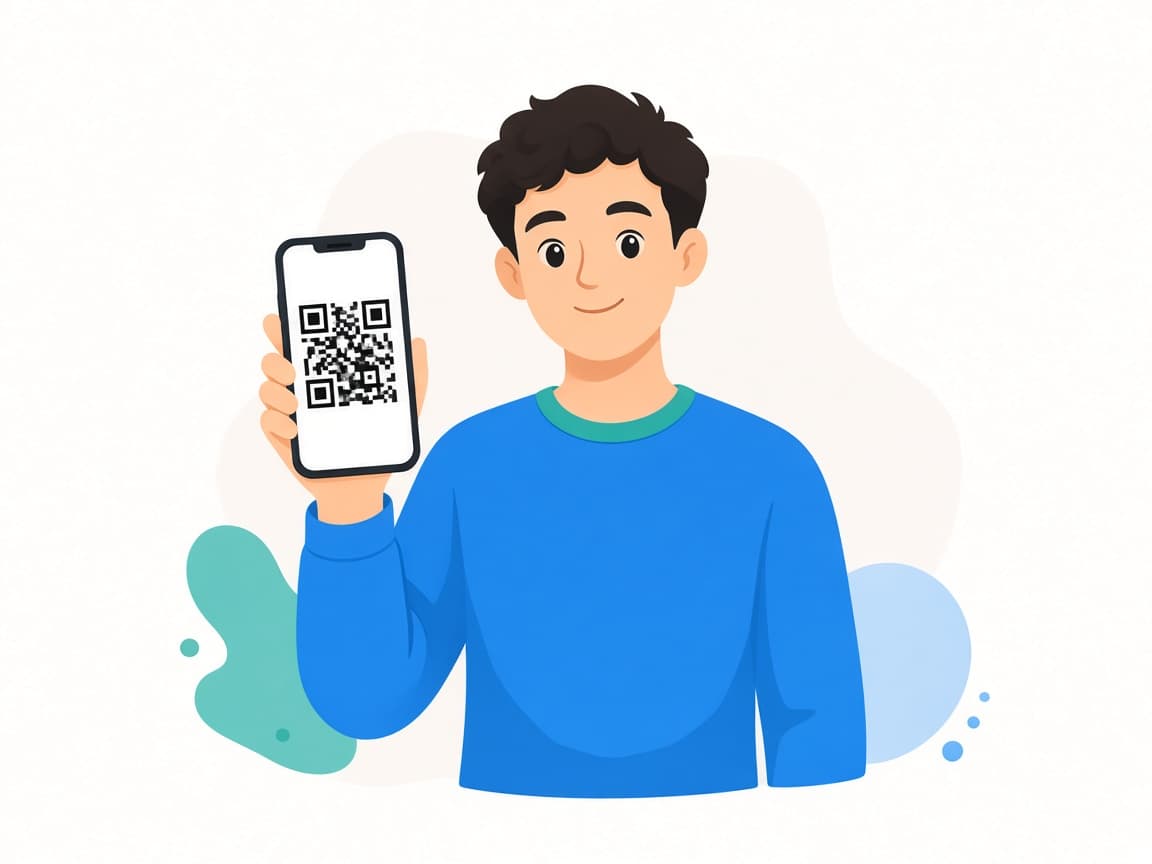 スマホに接続用QRコードを表示している様子